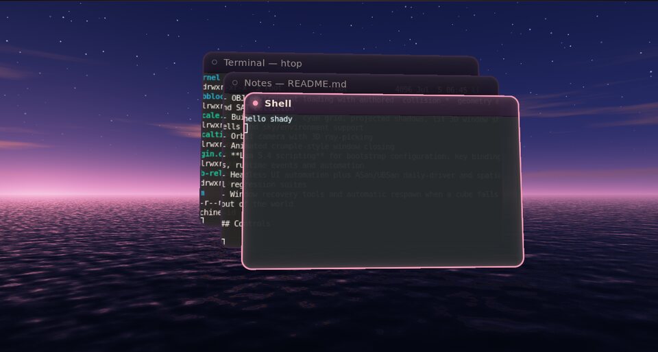 The Afterglow desktop at blue hour