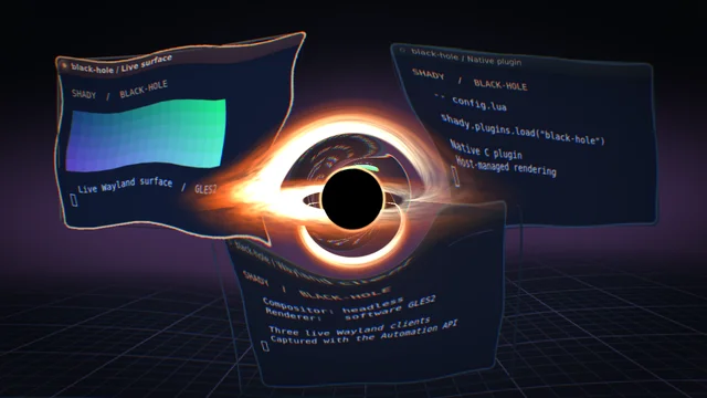 Shady headless capture of black-hole: Black hole mid-animation