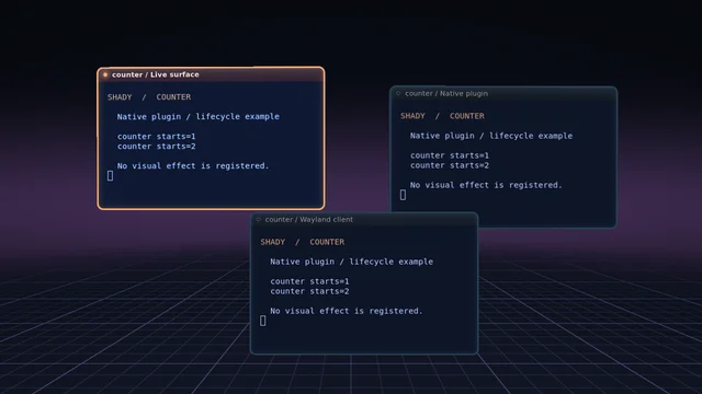 Shady headless capture of counter: Stateful example with actual plugin logs; no visual effect
