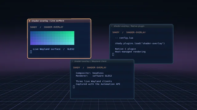 Shady headless capture of shader-overlay: Fullscreen shader overlay